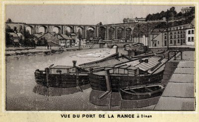 Vista do porto de la Rance em Dinan, Cote d