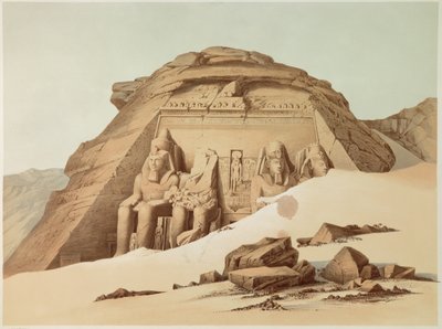 Vista do templo de Abu Simbel. Egito. Ilustração do século XIX. Paris, Colégio de França. de Unknown artist