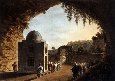 Vista do túmulo do profeta Jeremias em Jerusalém. Litografia do século XIX de Unknown artist