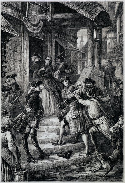 Voltaire (1694 - 1778) preso em Frankfurt em 1753 por ordem do grande Frederick II - no Histoire de France desde os tempos mais remotos até 1789 por M. Guizot de Unknown artist