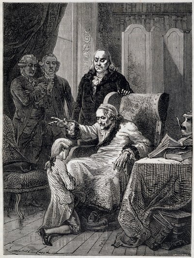 Voltaire bancando o neto de Franklin - em "L