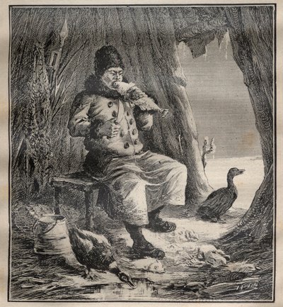 Viagens de Charles Rabot (1856-1944): Ostiak (Khanty ou Khante) da Sibéria comendo peixe - Gravação em "La Science francaise de Unknown artist