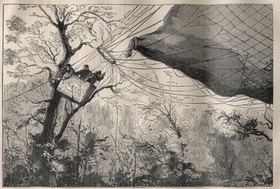 Guerra de 1870: a descida da bola "Armand Barbes" com Leon Gambetta (1838-1882) a bordo 7 de Outubro de 1870 - Gravação em "La Science francaise de Unknown artist