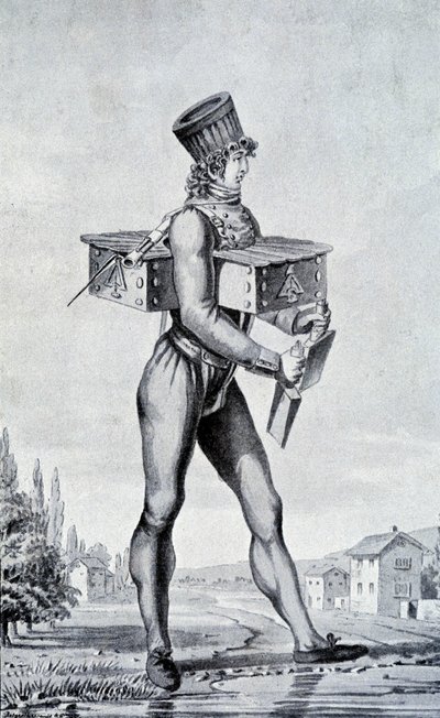 Fato de guerra do século XIX. Gravura do século XIX. de Unknown artist