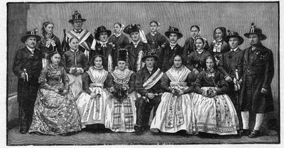 Festa de casamento Wendic (Wends) - gravura 1897 - Wendes (eslavos que vivem na Alemanha Oriental) de Unknown artist