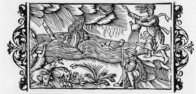 Feiticeiro desvendando um Tempete - in "Historia de Gentibus Septentrionalibus" (História dos povos do Norte) por Olaus Magnus, Roma 1555 de Unknown artist