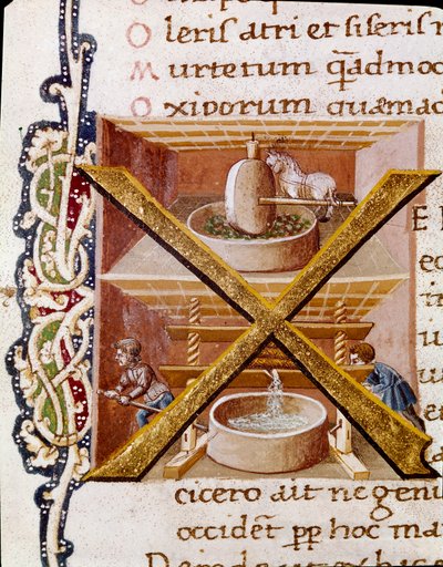 Funciona em um moinho de óleo (Miniatura de Unknown artist