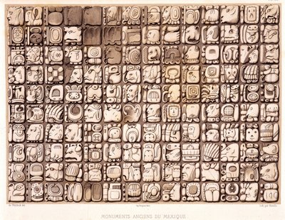 Tábua de escrever - em "Ancient Monuments of Mexico" (Monumentos Antigos do México): Palenqué e Outras Ruínas da Antiga Civilização do México" de Brasseur de Bourbourg, Paris de Unknown artist