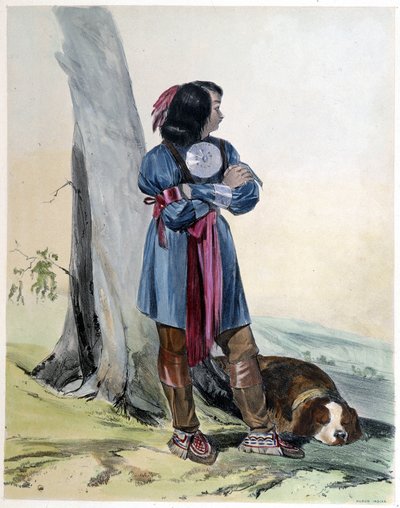 Young Indian Huron and His Dog - in "Shyth
