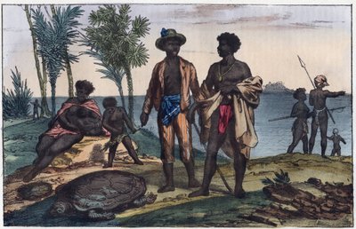 habitantes das ilhas de Cabo Verde - gravura de "Uses and Customs of All the Peoples of the Universe". Ou História do Governo, Leis, Milícias, Religião de Todas as Nações desde os tempos mais remotos até ao dia de hoje" 1856 de Unknown artist