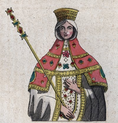 retrato de Eudokia (ou Eudocia) Ingerina (Eudocia Ingerina) (c. 840 - c. 882) esposa do imperador bizantino Basiléia I - gravura de "Usos e costumes de todos os povos do universo". Ou História do Governo, Leis, Milícias, Religião de Unknown artist