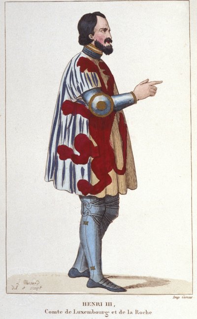 Retrato de Henrique III Conde de Luxemburgo (1247 - 1284). Gravura de 1830. de Unknown artist