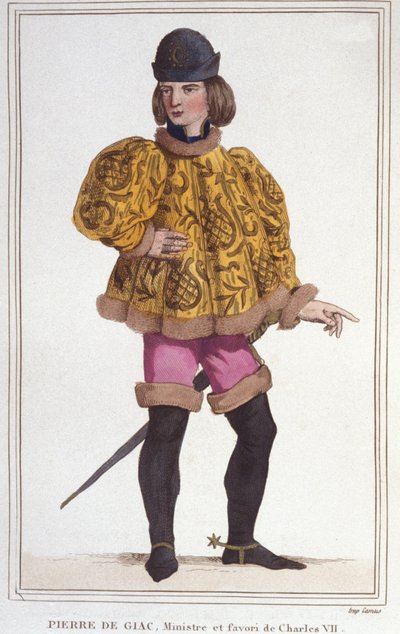 retrato de Pierre de Giac, favorito de Carlos VII, Ministro e Superintendente de Finanças. Gravura a partir de 1830 de Unknown artist