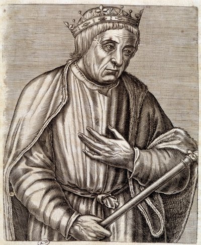 retrato do rei da Polónia Casimir III, o Grande. 1310-1370. gravura do século XVII. de Unknown artist