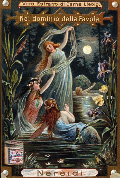 representação de nereides, ninfas marinhas. Cromolitografia do século XIX de Unknown artist