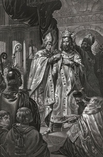 sacre de Baudouin de Boulogne dit Baudouin Ier (v. 1065-1118), roi de Jerusalem - A coroação de Balduíno I no dia de Natal 1100 par Anônimo de Unknown artist