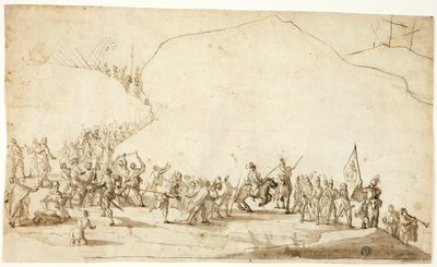 Calvário (frente); esboço da parte inferior da perna direita (verso) de Unknown Florentine