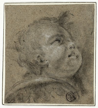 Rosto virado para cima do Putto de Unknown Italian