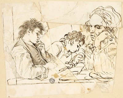 Esboços de rapazes da escola de Unknown Italian