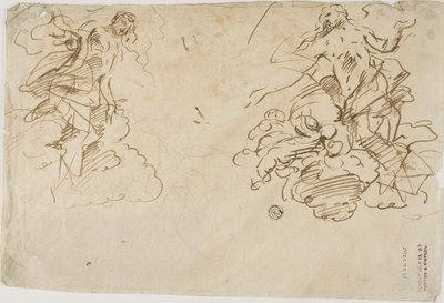 Duas figuras nas nuvens de Unknown Italian