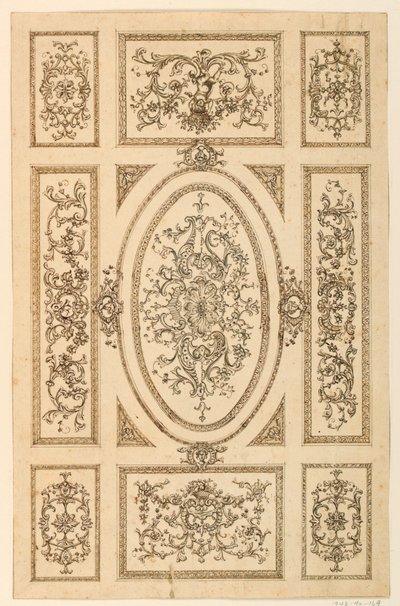 Desenho, Desenho de teto, ca. 1750 de Unknown artistUnknown artist