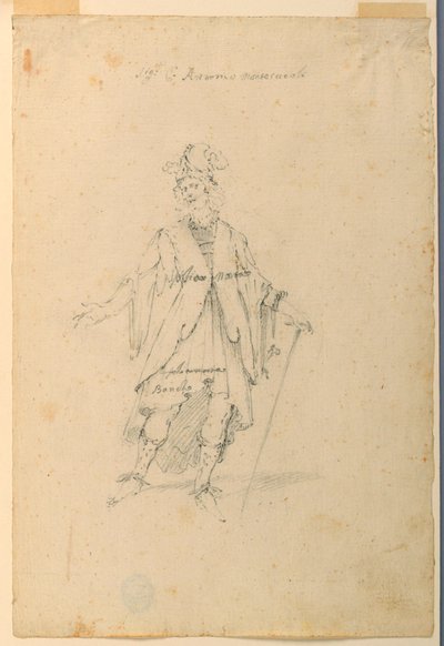 Desenho, Desenho de trajes: Um homem em traje fantástico para um ballet, ca. 1720 de Unknown artistUnknown artist