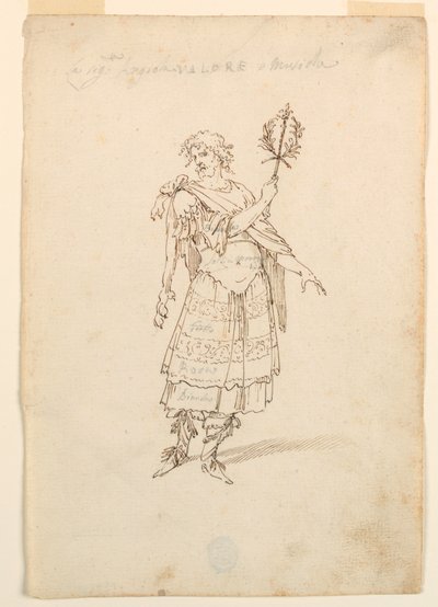 Desenho, Desenho de Figurinos: Valor e Música para um Ballet, ca. 1720 de Unknown artistUnknown artist