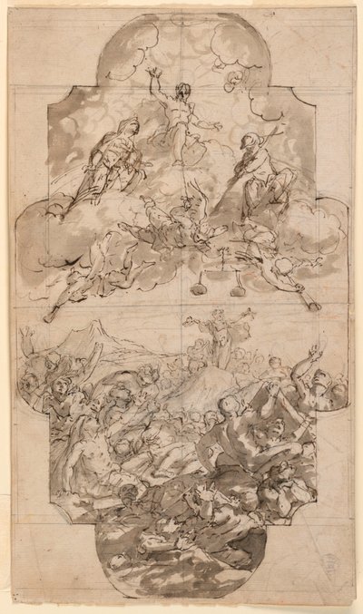 Desenho, Projeto para um teto de uma igreja, 1700-1750 de Unknown artistUnknown artist
