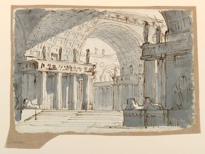 Desenho, Desenho de Palco, Edifício Clássico Abobadado, ca. 1800 de Unknown artistUnknown artist
