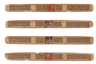 Quatro folhas de um manuscrito de Gandavyuha de Unknown artistUnknown artist