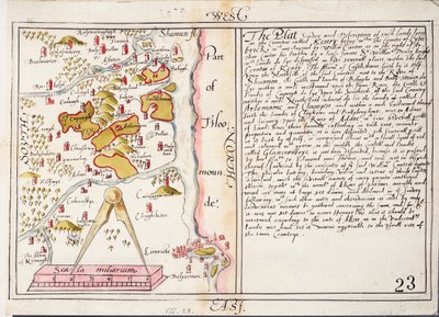 Mapa do século XVI do condado de Limerick, Irlanda, c.1588 (papel, linho) de Unknown artist