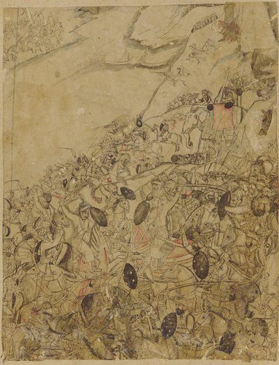 Uma batalha nas margens de um rio de Unknown artist