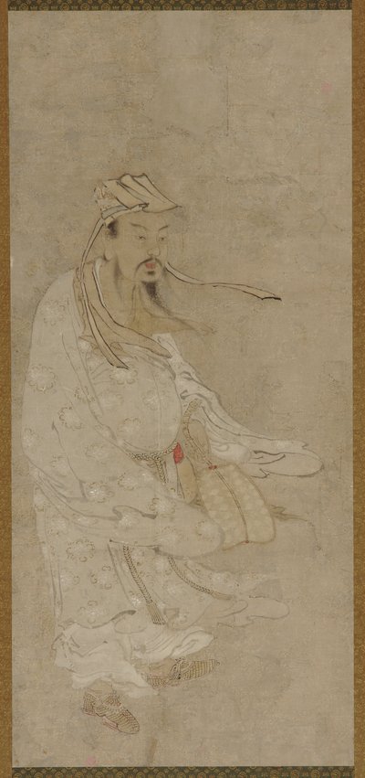 Um homem chinês de pé em um vento forte de Unknown artist