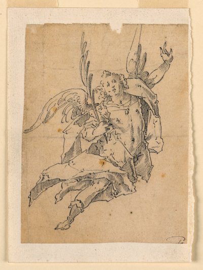 Um anjo voador carregando um galho de palmeira de Unknown artist