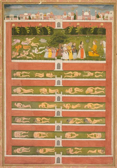 Uma princesa e demônios diante de um nobre: uma folha de um romance poético relacionado a Shah Alam I (reto) de Unknown artist