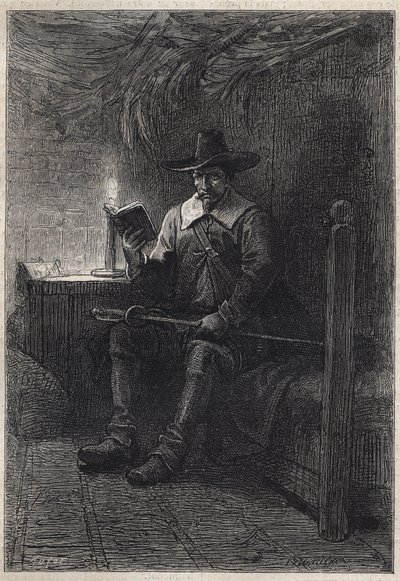 Um Puritano Escocês - ilustração do século XIX para o romance histórico "Os Puritanos da Escócia" (Old Mortality) de Walter Scott (1771-1832) de Unknown artist
