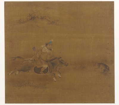 Um cavaleiro tártaro perseguindo uma lebre de Unknown artist