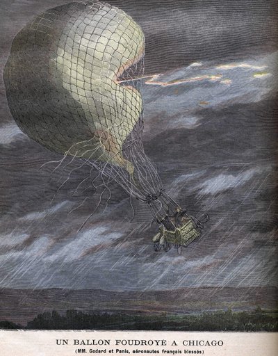 Um balão atingido em Chicago Louis Godard Jr. (1858-1933) e Panis ferido em SÁBADO, 25 de julho de Unknown artist