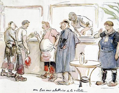 Um bar nos matadouros do Villette, em Paris. de Unknown artist