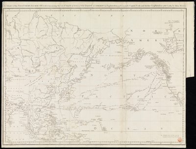 Carta do Oceano Pacífico Norte, contendo a costa NE da Ásia e a costa NW da América, explorada em 1778 e 1779 pelo Capitão Cook e explorada em 1788 e 1789 por John Meares (gravura) de Unknown artist