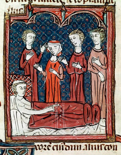 Um paciente na cama rodeado por médicos (Miniatura de Unknown artist