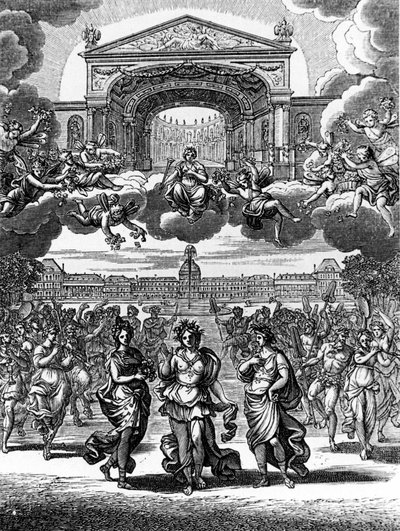 Uma cena de Alceste de Jean Baptiste Lully (Giovanni Battista Lulli) (1632-1687). de Unknown artist
