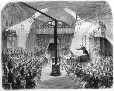Uma sessão no clube de Jacobins, durante a Revolução de 1789. Gravura de 1844. de Unknown artist