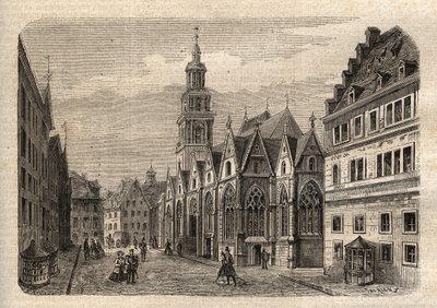 Aegidienkirche (Hannover) Alemanha - Hanover a Igreja Aegidien, destruída durante a Segunda Guerra Mundial - Hanover - The Aegidienkirche - gravura em "Illustrous People