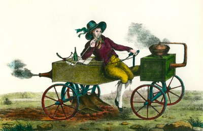 Agricultura: cena da aragem com uma máquina a vapor em 1834. Gravura anónima a partir de 1834. Colecção privada de Unknown artist