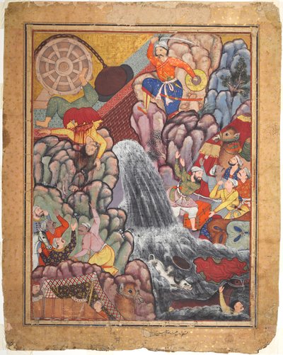 Alamshah cortando a corrente da roda, do volume 11 de um Hamza-nama (Aventuras de Hamza) de Unknown artist