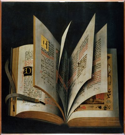 Um Livro Litúrgico Aberto - Anónimo - Início 16º cen. - Óleo sobre madeira - 70,2x65 - Galleria degli Uffizi, Florença de Unknown artist