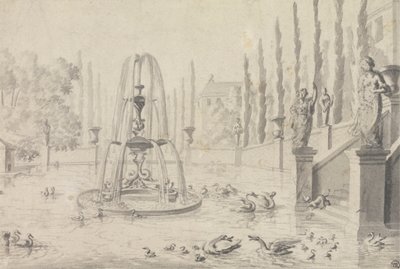 Uma Piscina e Fonte Ornamental de Unknown artist