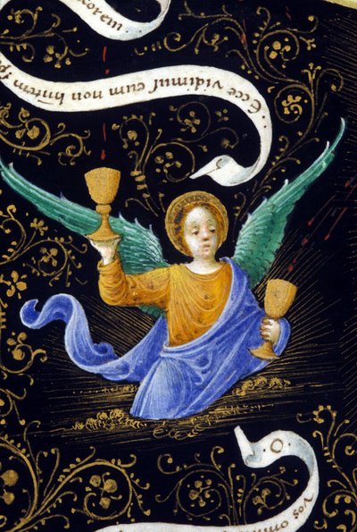 Anjo com dois cálices. Miniatura de Belbello da Pavia de Unknown artist