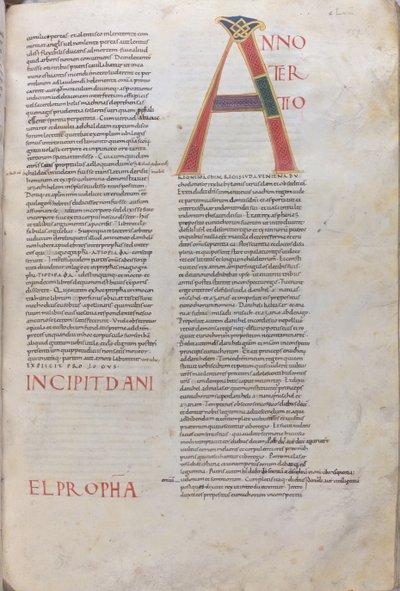 Anno tertio: Incipit Daniel Propha.Incipit do Livro do Profeta Daniel, século XI (miniatura, manuscrito membranoso) de Unknown artist